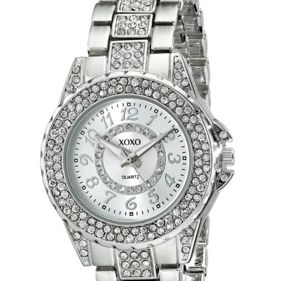 Women's Analog Watch with Silver-Tone Case Rhinestone Bezel/Dial/Band Jewelry NI - Picture 1 of 1